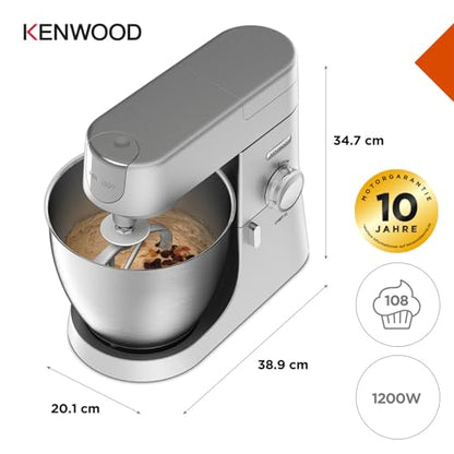 Kenwood Chef XL KVL4100S – Küchenmaschine mit großer 6,7 l Edelstahl-Rührschüssel, multifunktionaler Küchenhelfer, 1200 W, inkl. 3-teiligem Patisserie-Set, silber