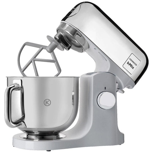 Kenwood kMix Editions KMX760CH Küchenmaschine, 5 l Edelstahl Schüssel, Safe-Use-Sicherheitssystem, Metallgehäuse, 1000 Watt, inkl. 3-Teiligem Patisserie-Set und Spritzschutz, Chrom