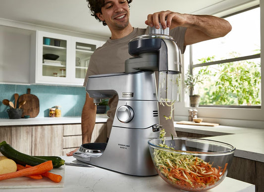 Kenwood Titanium Chef Baker KVC85.004SI Küchenmaschine mit integrierter Waage & Schnitzelwerk AT340, Zubehör für Kenwood Küchenmaschinen