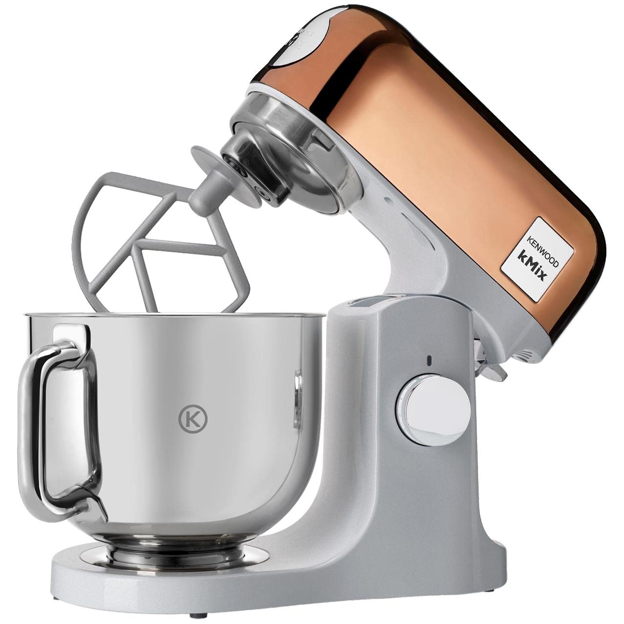 Kenwood kMix Editions KMX760GD Küchenmaschine, 5 l Edelstahl Schüssel, Safe-Use-Sicherheitssystem, Metallgehäuse, 1000 Watt, inkl. 3-Teiligem Patisserie-Set und Spritzschutz, Rosé Gold