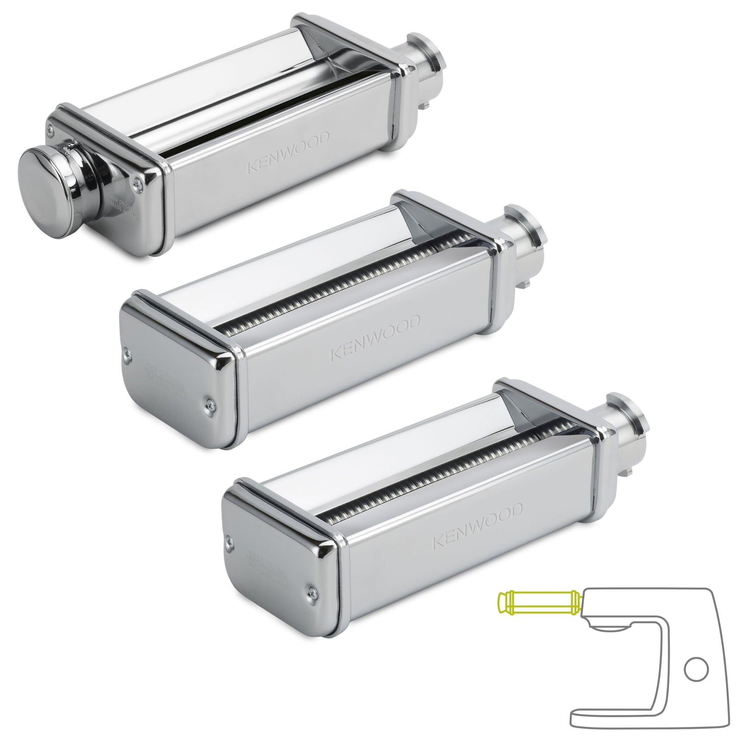 Kenwood Titanium Chef Baker KVC85.004SI Küchenmaschine mit integrierter Waage & Pasta-Set MAX980ME Zubehör für Kenwood Küchenmaschinen