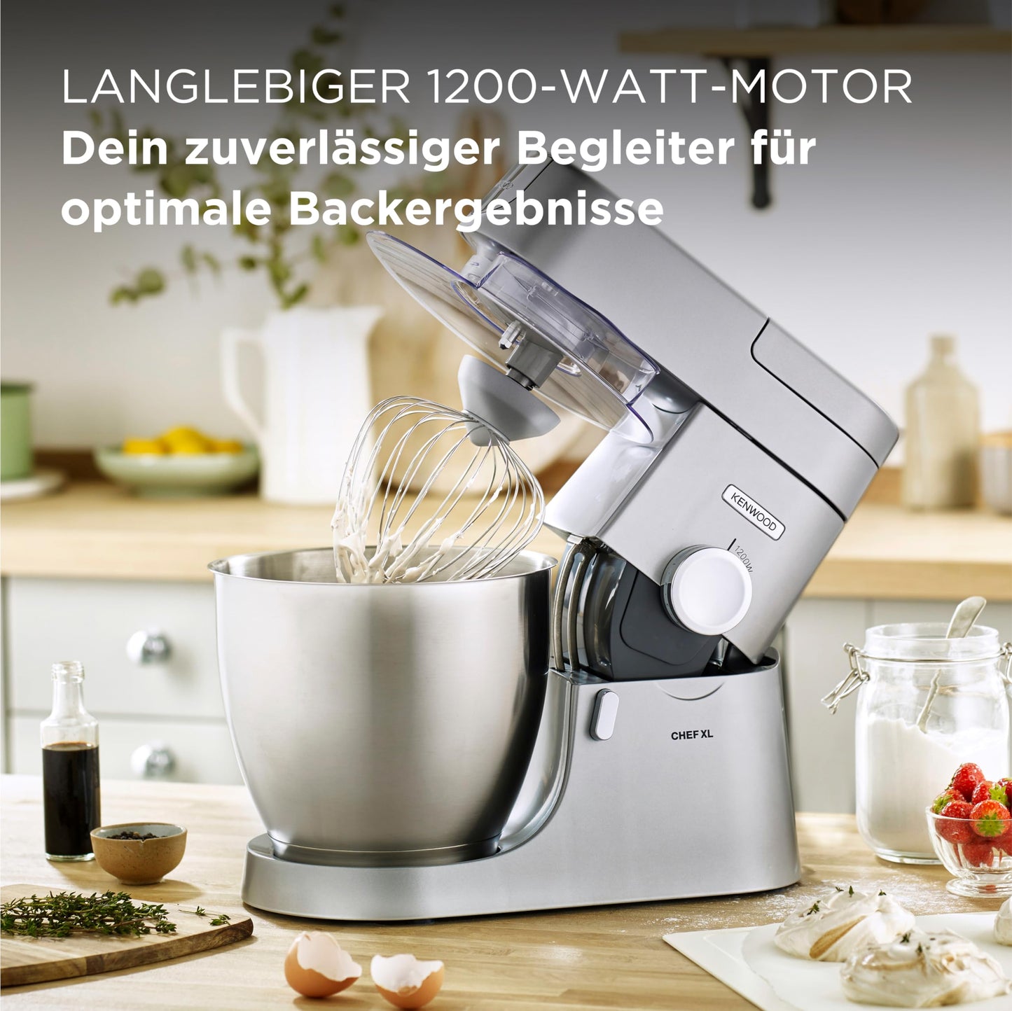 Kenwood Chef XL KVL4100S – Küchenmaschine mit großer 6,7 l Edelstahl-Rührschüssel, multifunktionaler Küchenhelfer, 1200 W, inkl. 3-teiligem Patisserie-Set, silber
