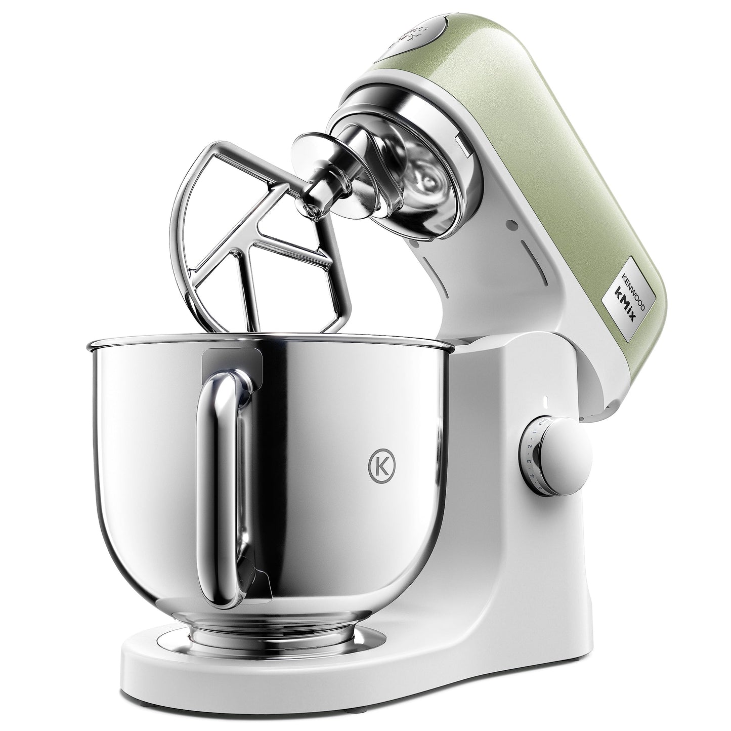 Kenwood kMix Editions KMX760GR Küchenmaschine, 5 l Edelstahl Schüssel, Safe-Use-Sicherheitssystem, Metallgehäuse, 1000 Watt, inkl. 3-Teiligem Patisserie-Set und Spritzschutz, Grün Metallic