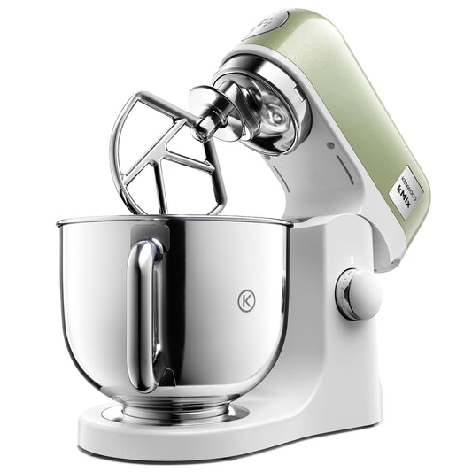 Kenwood kMix Editions KMX760GR Küchenmaschine, 5 l Edelstahl Schüssel, Safe-Use-Sicherheitssystem, Metallgehäuse, 1000 Watt, inkl. 3-Teiligem Patisserie-Set und Spritzschutz, Grün Metallic