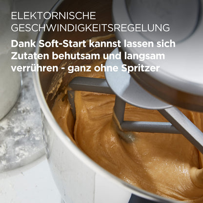 Kenwood kMix KMX750WH Küchenmaschine, 5 l Edelstahl Schüssel, Safe-Use-Sicherheitssystem, Metallgehäuse, 1000 Watt, inkl. 3-Teiligem Patisserie-Set und Spritzschutz, Weiß