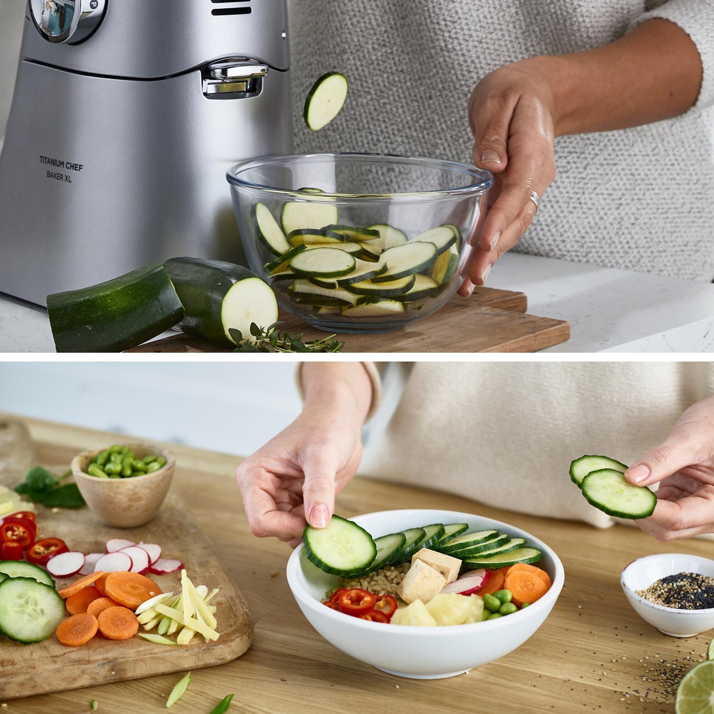 Kenwood Titanium Chef Baker KVC85.004SI Küchenmaschine mit integrierter Waage & Schnitzelwerk AT340, Zubehör für Kenwood Küchenmaschinen