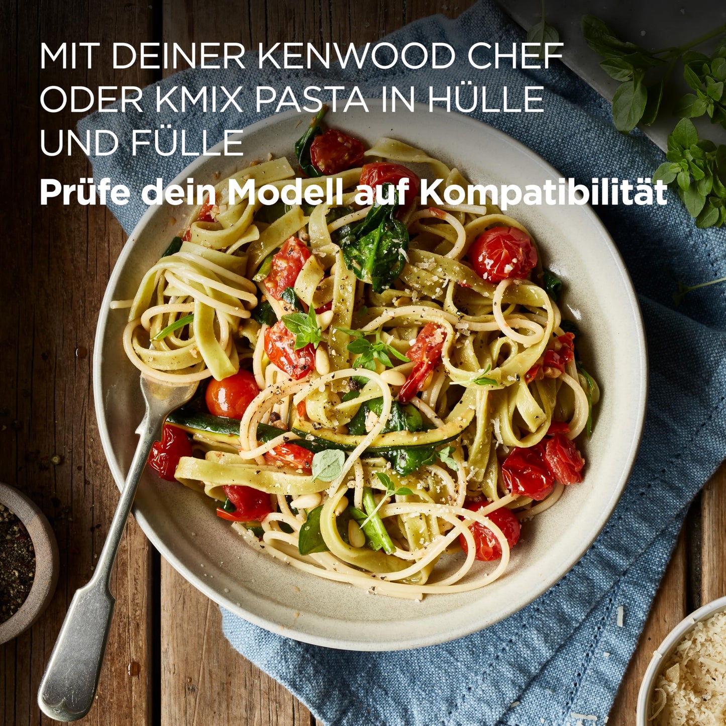Kenwood Titanium Chef Baker KVC85.004SI Küchenmaschine mit integrierter Waage & Pasta-Set MAX980ME Zubehör für Kenwood Küchenmaschinen