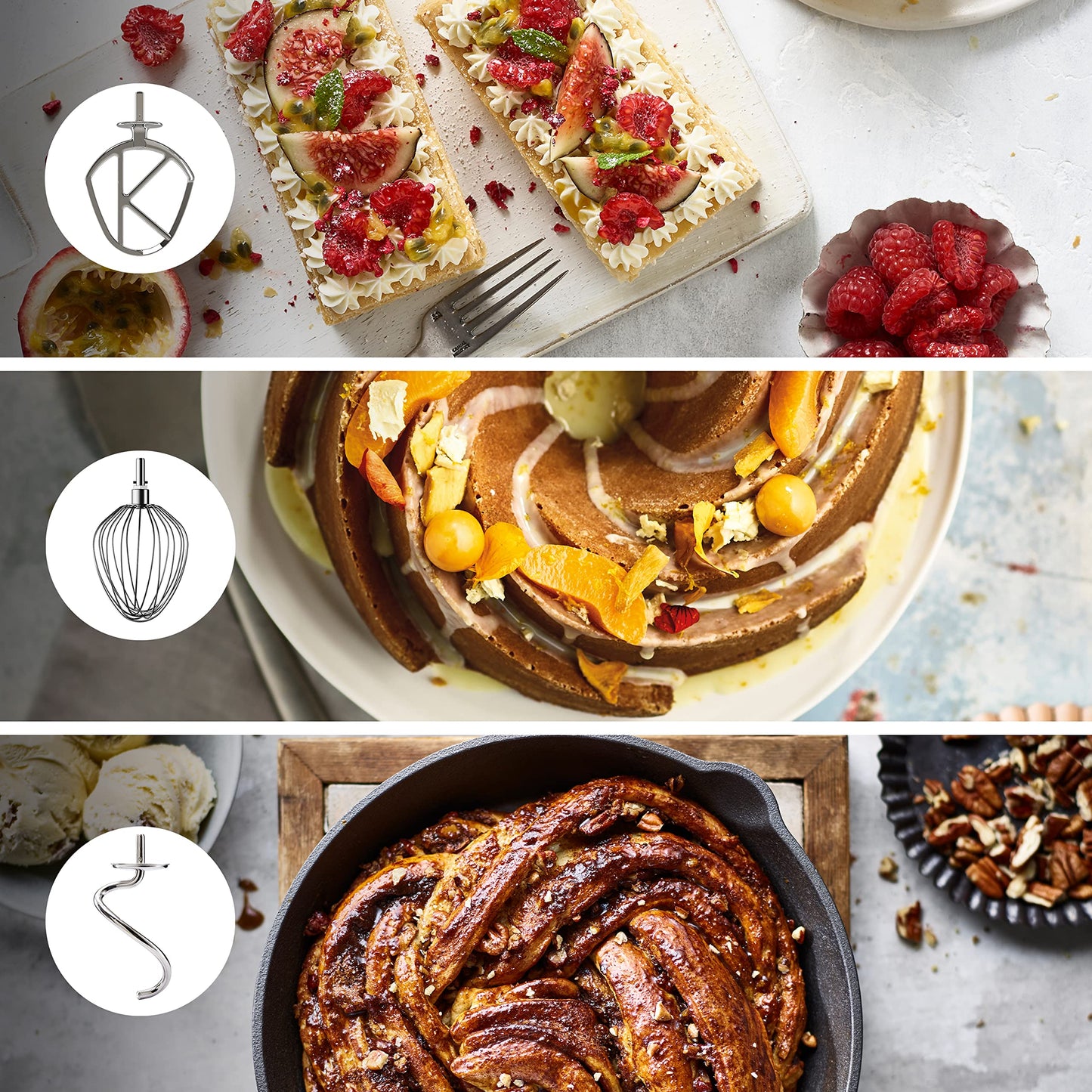 Kenwood Titanium Chef Baker KVL85.424SI Küchenmaschine mit integrierter Waage, inkl. 4-teiligem Patisserie-Set, 7 L und 5L Rührschüssel, stufenloser Geschwindigkeitsregler, 1200 W, Silber