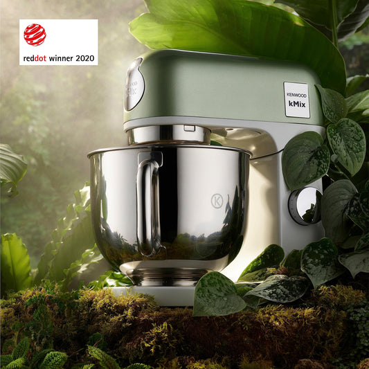 Kenwood kMix Editions KMX760GR Küchenmaschine, 5 l Edelstahl Schüssel, Safe-Use-Sicherheitssystem, Metallgehäuse, 1000 Watt, inkl. 3-Teiligem Patisserie-Set und Spritzschutz, Grün Metallic